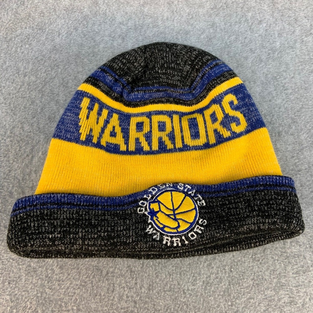 Golden State Warriors Logo Unisex Blue Yellow NBA Beanie Knit Hat OSFM